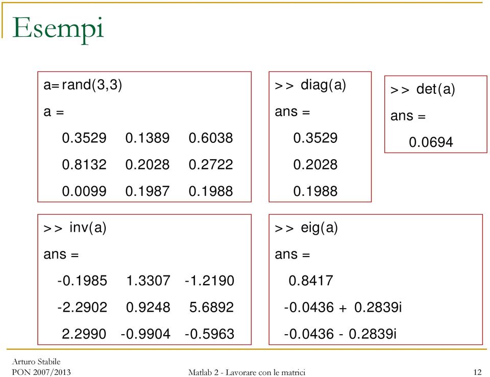 0694 >> inv(a) ans = -0.1985 1.3307-1.2190-2.2902 0.9248 5.6892 2.2990-0.9904-0.