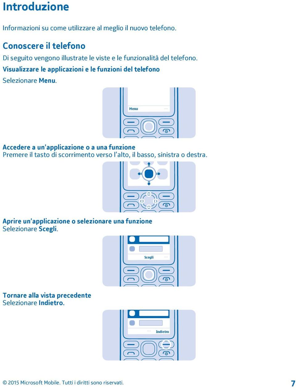 Visualizzare le applicazioni e le funzioni del telefono Selezionare Menu.