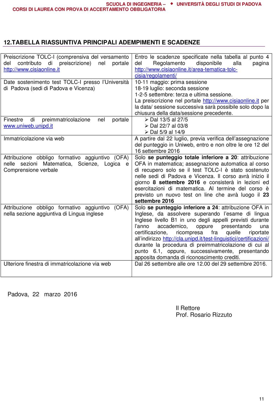 it Immatricolazione via web Attribuzione obbligo formativo aggiuntivo (OFA) nelle sezioni Matematica, Scienze, Logica e Comprensione verbale Attribuzione obbligo formativo aggiuntivo (OFA) nella