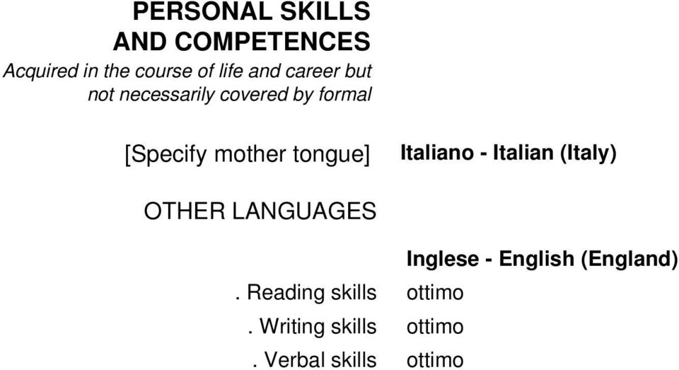 Italiano - Italian (Italy) OTHER LANGUAGES. Reading skills.