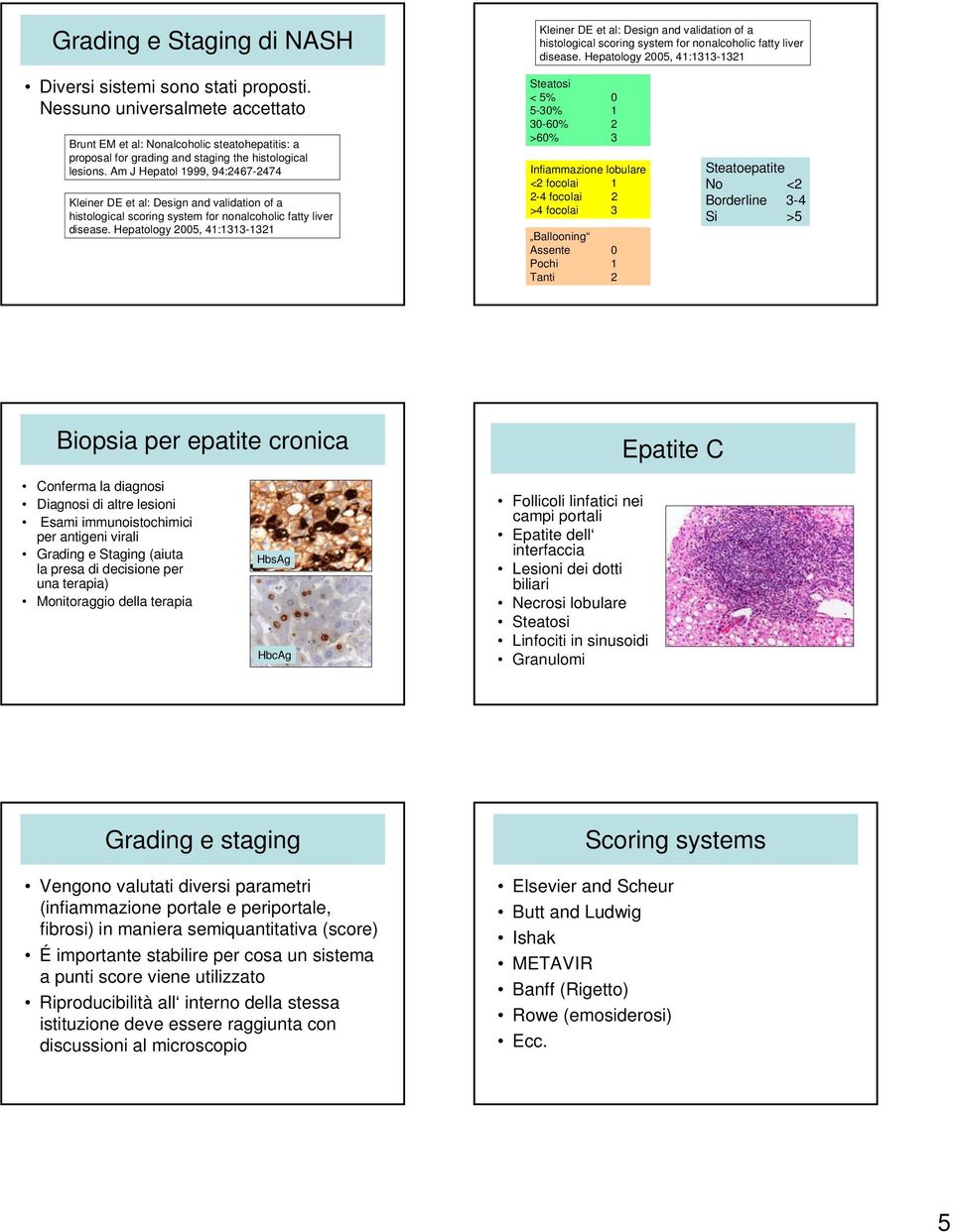 Nessuno universalmete accettato Brunt EM et al: Nonalcoholic steatohepatitis: a proposal for grading and staging the histological lesions.