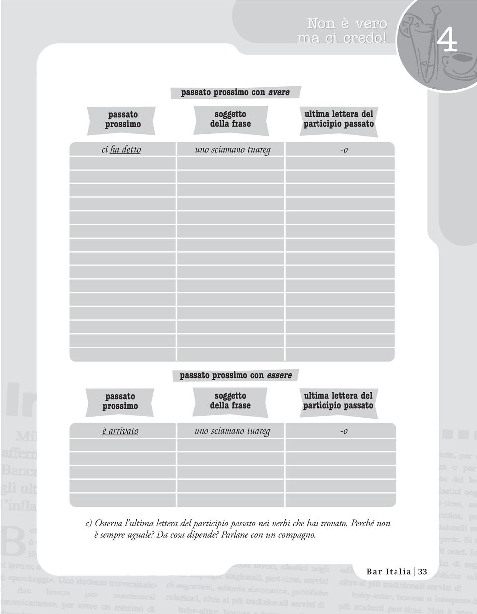 lettera del participio passato è arrivato uno sciamano tuareg -o c) Osserva l ultima lettera del participio