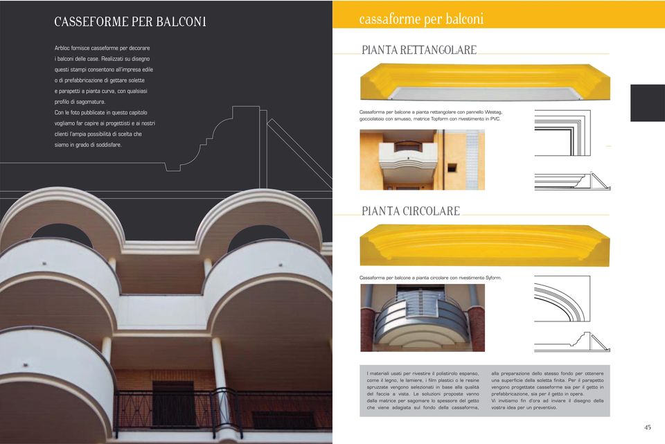 Con le foto pubblicate in questo capitolo vogliamo far capire ai progettisti e ai nostri Cassaforma per balcone a pianta rettangolare con pannello Westag, gocciolatoio con smusso, matrice Topform con