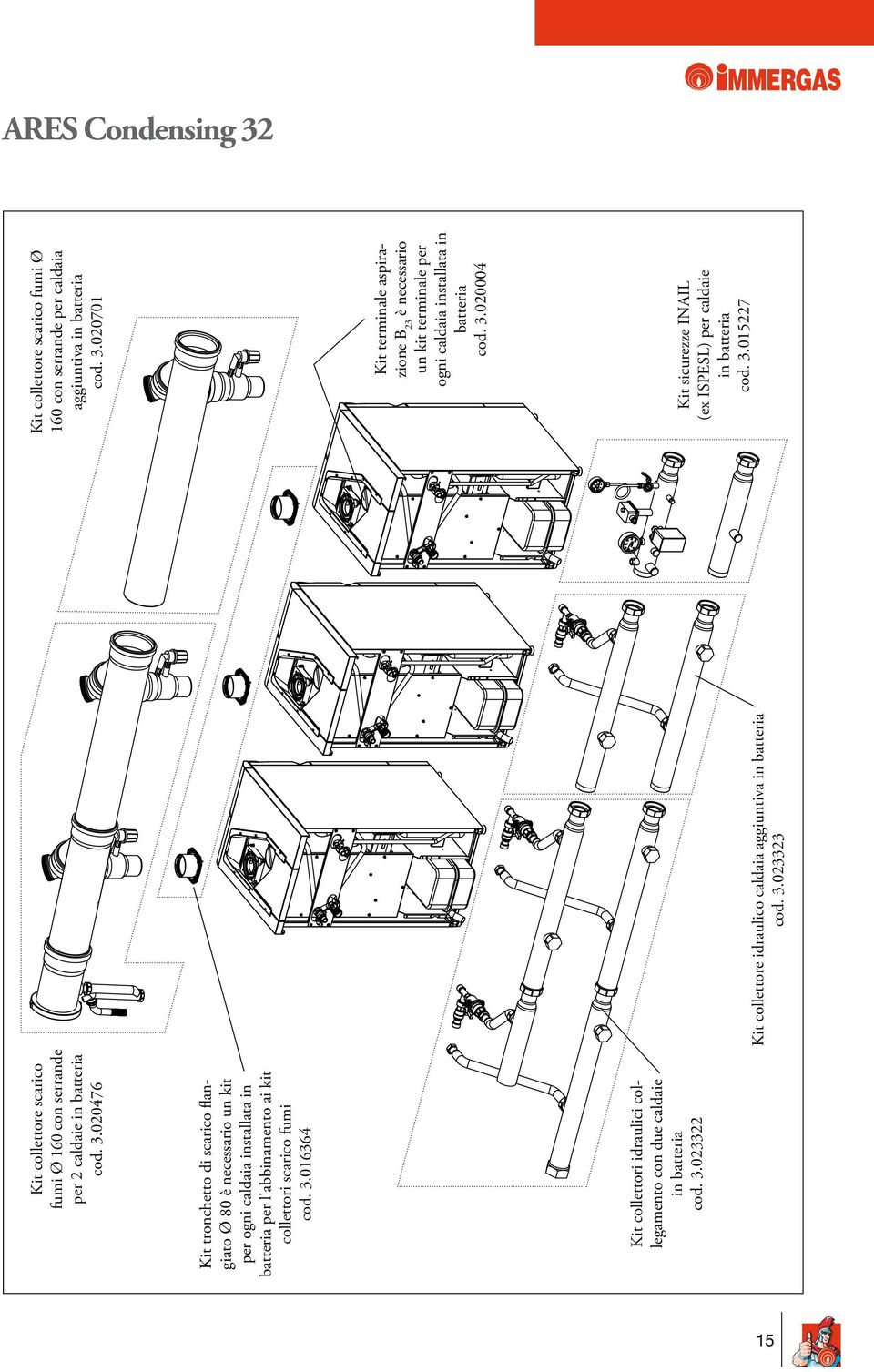 016364 Kit collettori idraulici collegamento con due caldaie in batteria cod. 3.