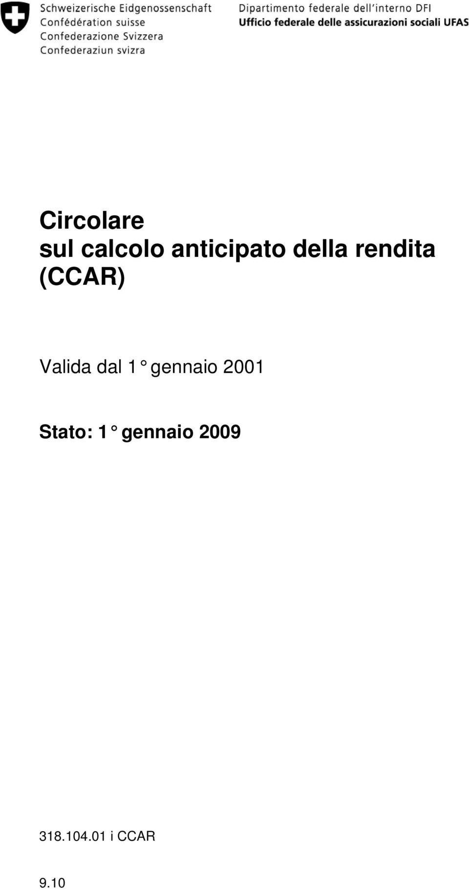 (CCAR) Valida dal 1 gennaio