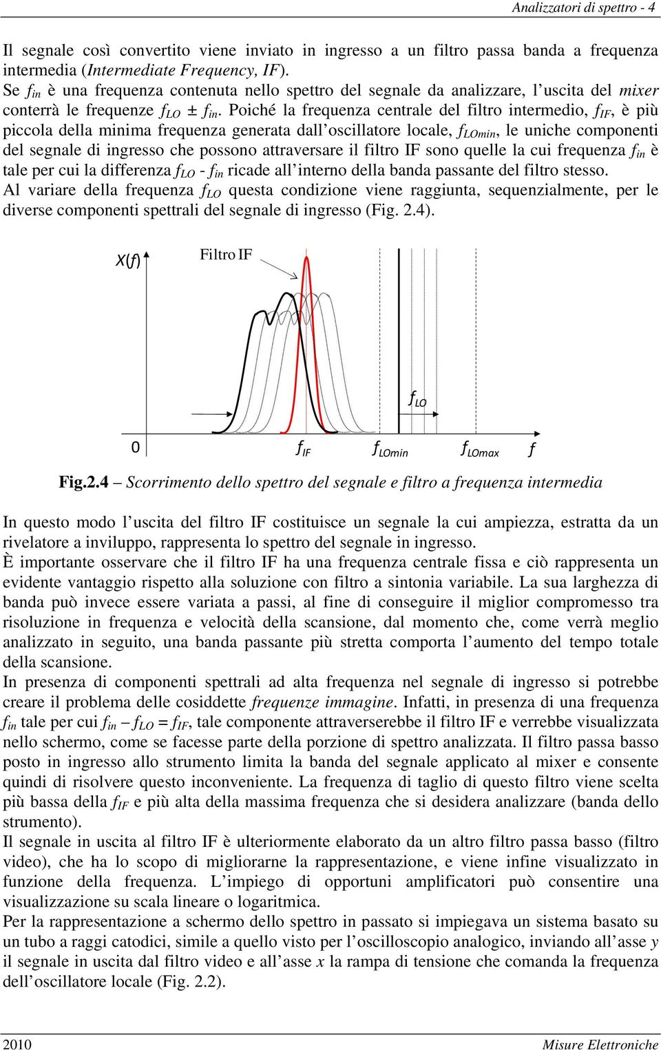 Poiché la requenza centrale del iltro intermedio, IF, è più piccola della minima requenza generata dall oscillatore locale, LOmin, le uniche componenti del segnale di ingresso che possono