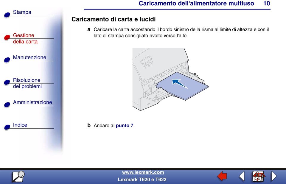 al limite di altezza e con il lato di stampa