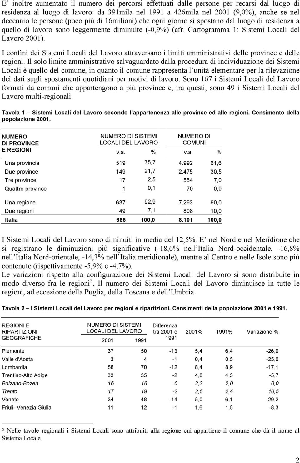 I confini dei Sistemi Locali del Lavoro attraversano i limiti amministrativi delle province e delle regioni.