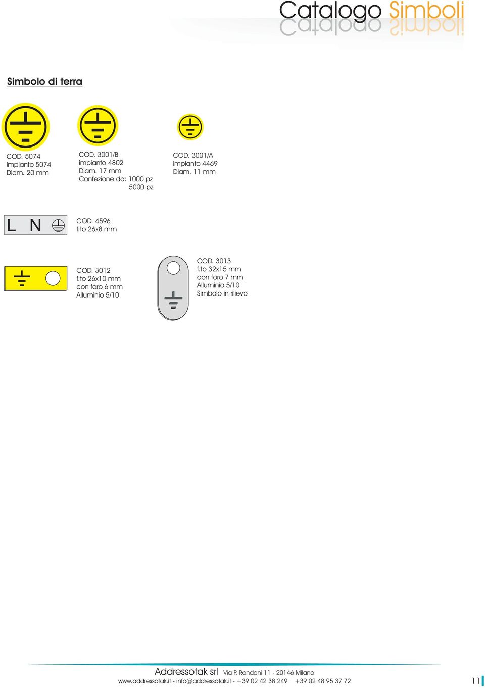 17 mm Confezione da: 1000 pz 5000 pz 3001/A impianto 4469 Diam.