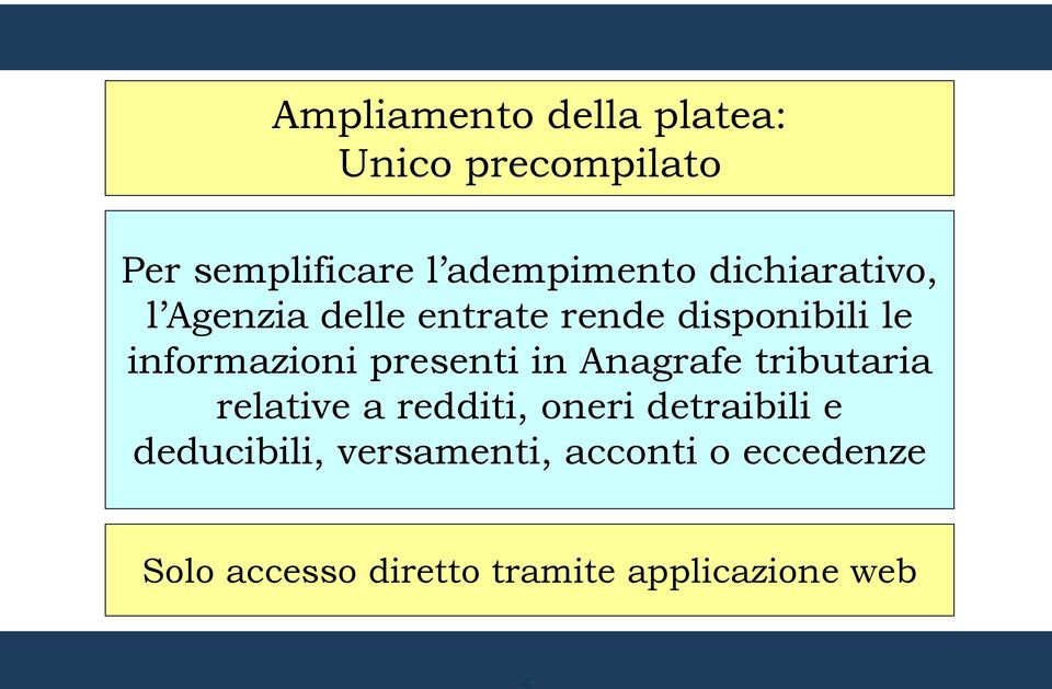 presenti in Anagrafe tributaria relative a redditi, oneri detraibili e