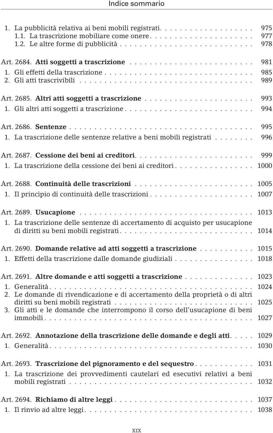 La trascrizione delle sentenze relative a beni mobili registrati... 996 Art. 2687. Cessione dei beni ai creditori.... 999 1. La trascrizione della cessione dei beni ai creditori... 1000 Art. 2688.