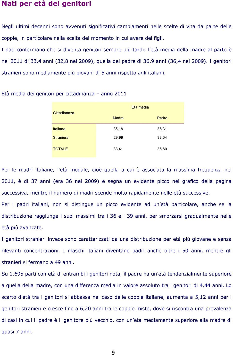 I genitori stranieri sono mediamente più giovani di 5 anni rispetto agli italiani.