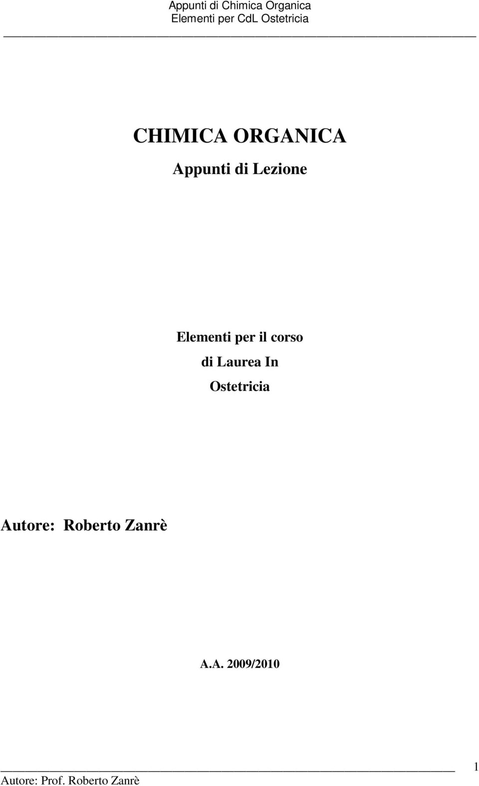 Lezione Elementi per il corso di Laurea In