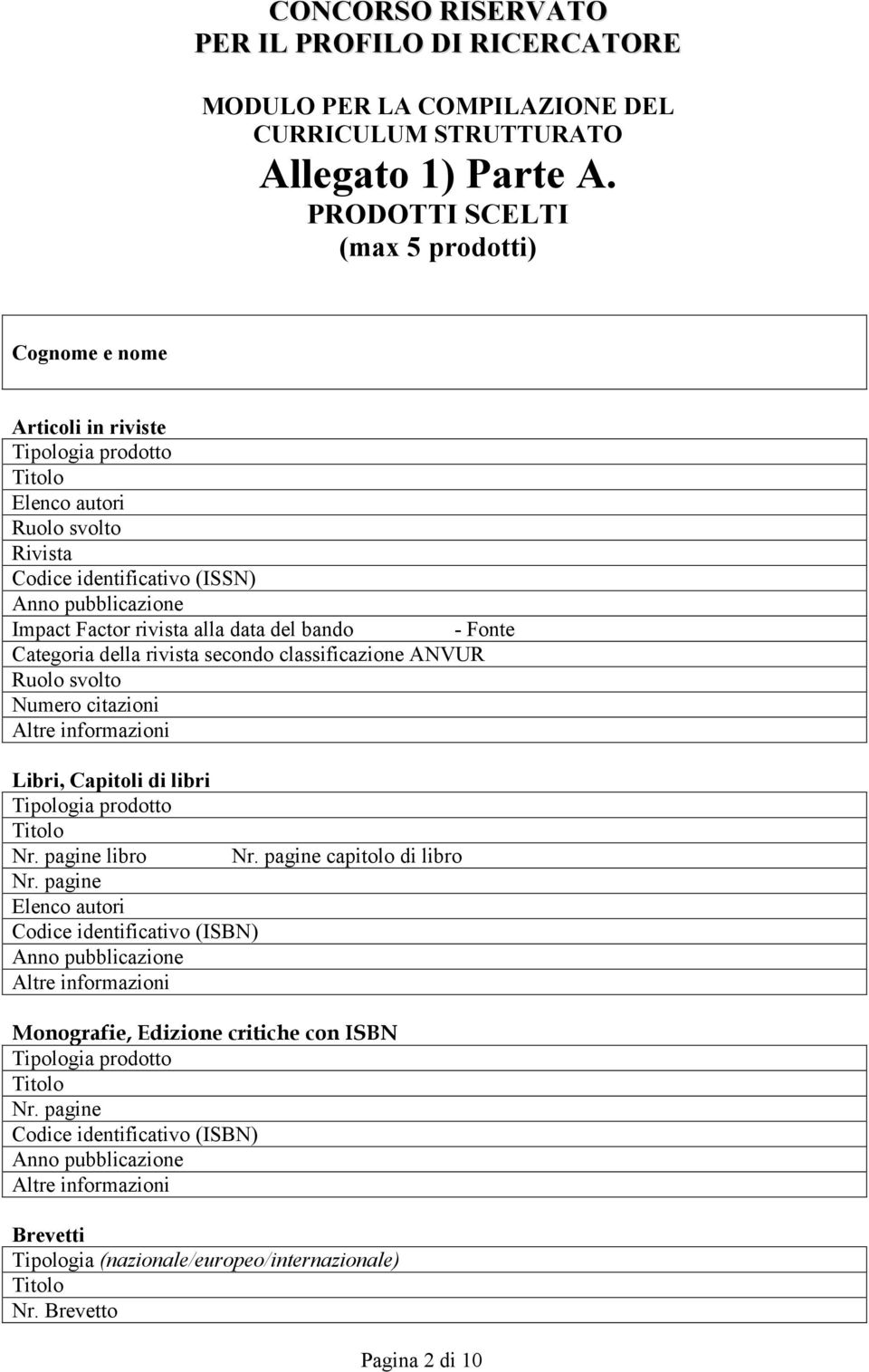 Categoria della rivista secondo classificazione ANVUR Numero citazioni Libri, Capitoli di libri Nr. pagine libro Nr. pagine capitolo di libro Nr.