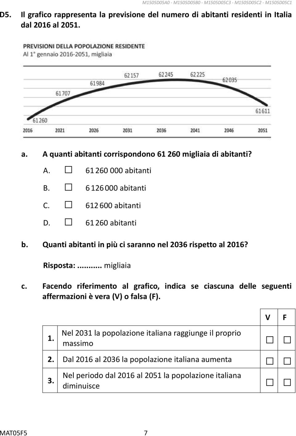 61 260 abitanti b. Quanti abitanti in più ci saranno nel 2036 rispetto al 2016? Risposta:... migliaia c.