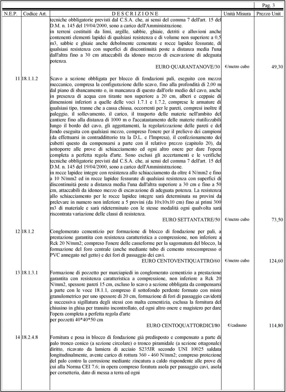 debolmente cementate e rocce lapidee fessurate, di qualsiasi resistenza con superfici di discontinuità poste a distanza media l'una dall'altra fino a 30 cm attaccabili da idoneo mezzo di escavazione