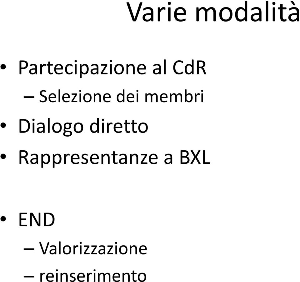 Dialogo diretto Rappresentanze