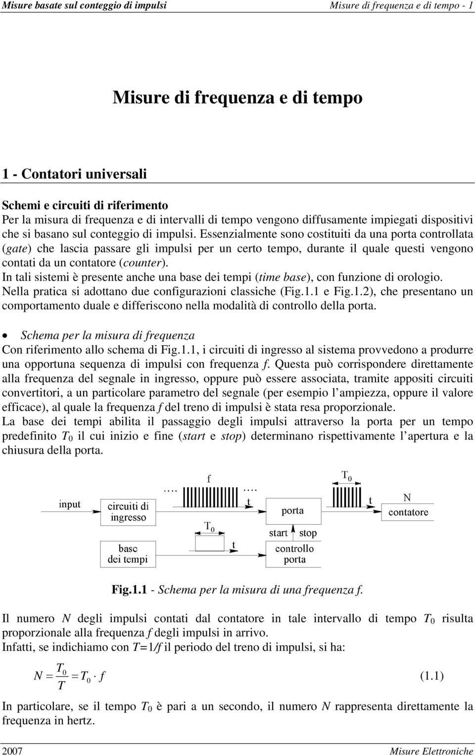 Essenzialmente sono costituiti da una porta controllata (gate) che lascia passare gli impulsi per un certo tempo, durante il quale questi vengono contati da un contatore (counter).