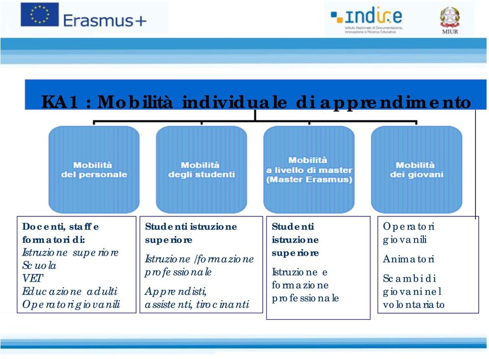 Istruzione/formazione professionale Apprendisti, assistenti, tirocinanti Studenti istruzione