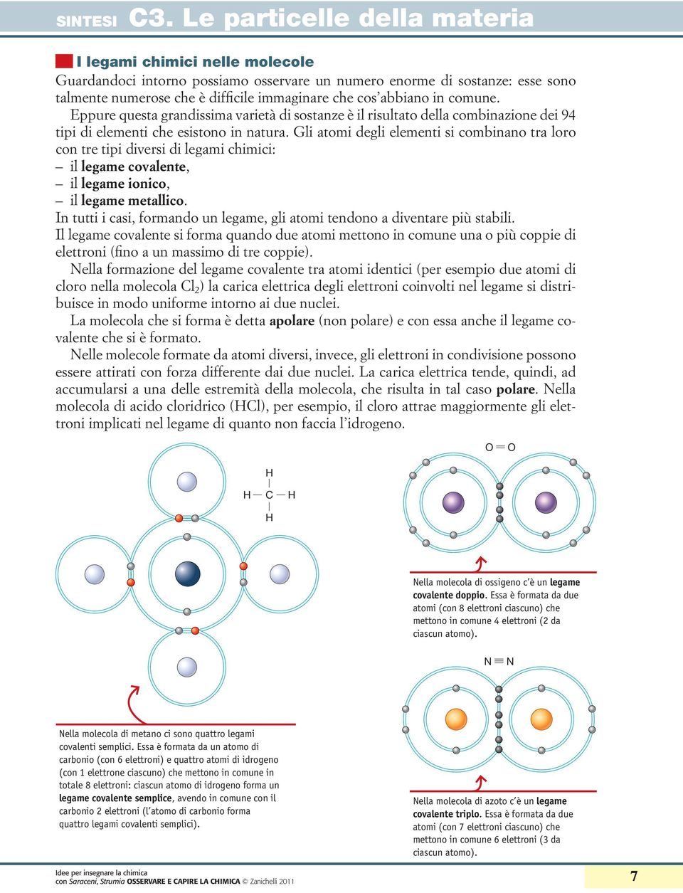 Gli atomi degli elementi si combinano tra loro con tre tipi diversi di legami chimici: il legame covalente, il legame ionico, il legame metallico.