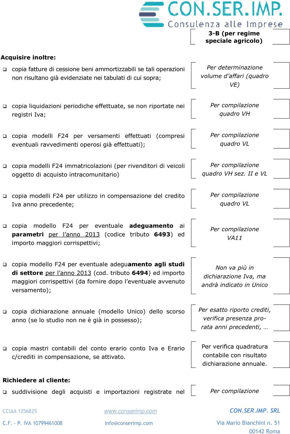 già effettuati); quadro VL copia modelli F24 immatricolazioni (per rivenditori di veicoli oggetto di acquisto intracomunitario) quadro VH sez.