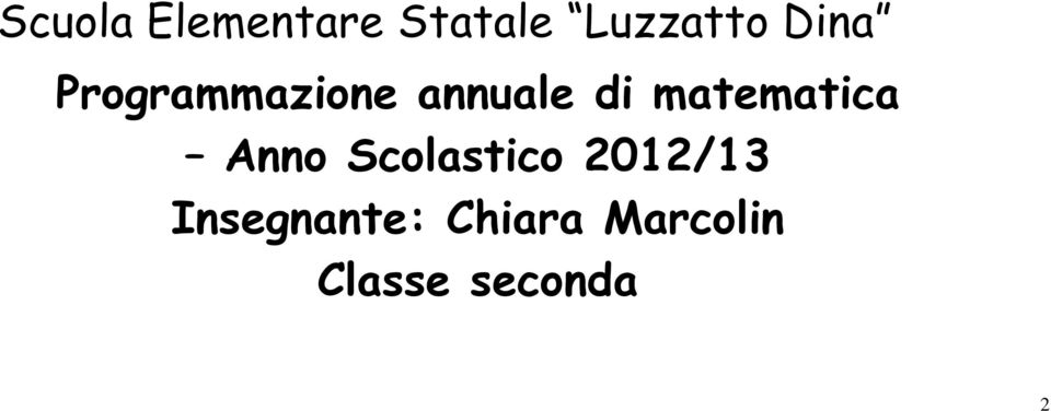matematica Anno Scolastico 2012/13