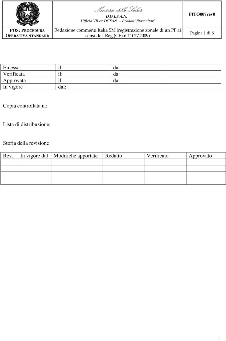 : Lista di distribuzione: Storia della revisione Rev.