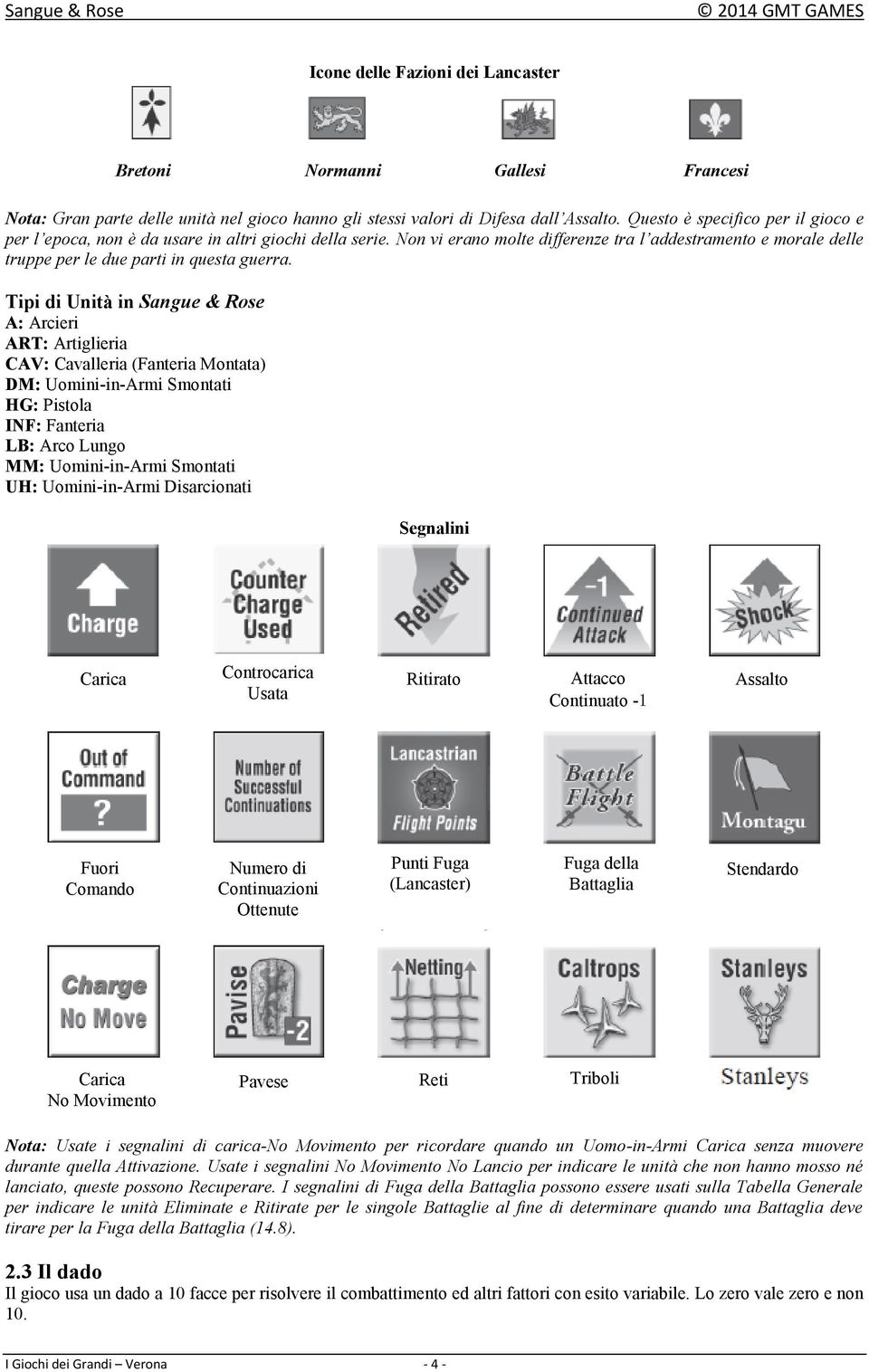 Tipi di Unità in Sangue & Rose A: Arcieri ART: Artiglieria CAV: Cavalleria (Fanteria Montata) DM: Uomini-in-Armi Smontati HG: Pistola INF: Fanteria LB: Arco Lungo MM: Uomini-in-Armi Smontati UH:
