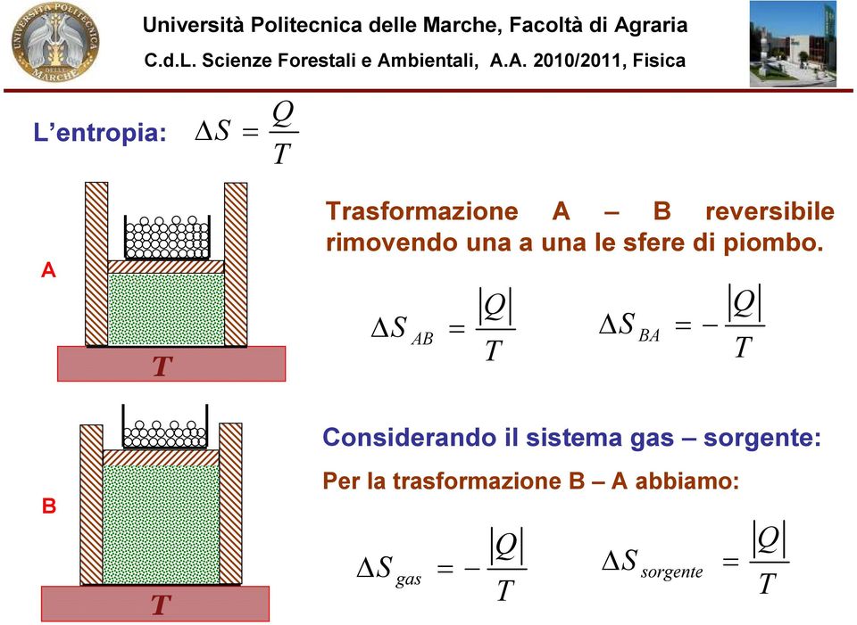 S S Considerando il sistema gas sorgente: