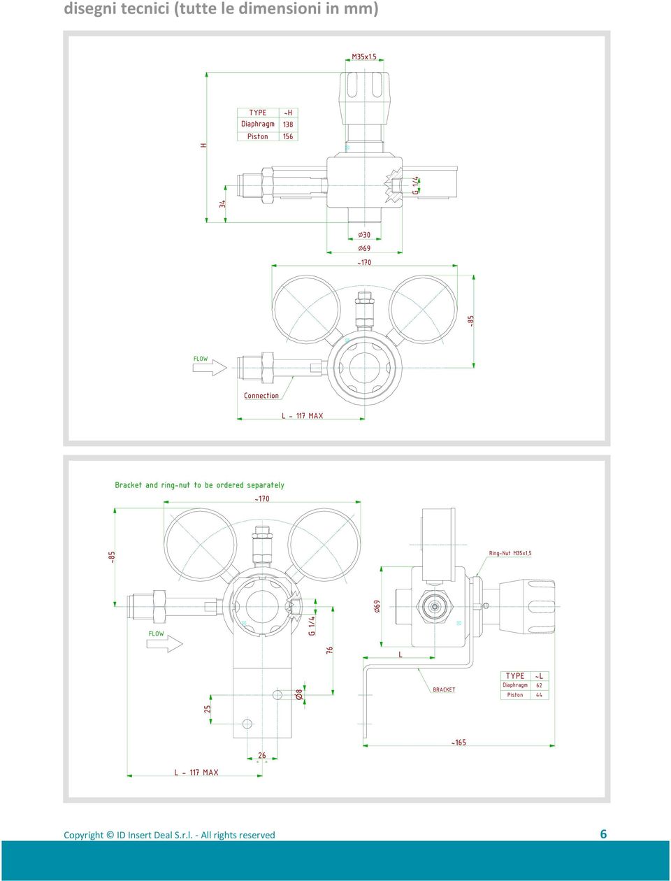 ring-nut to be ordered separately ~170 Ring-Nut M35x1,5 FLOW L BRACKET TYPE ~L