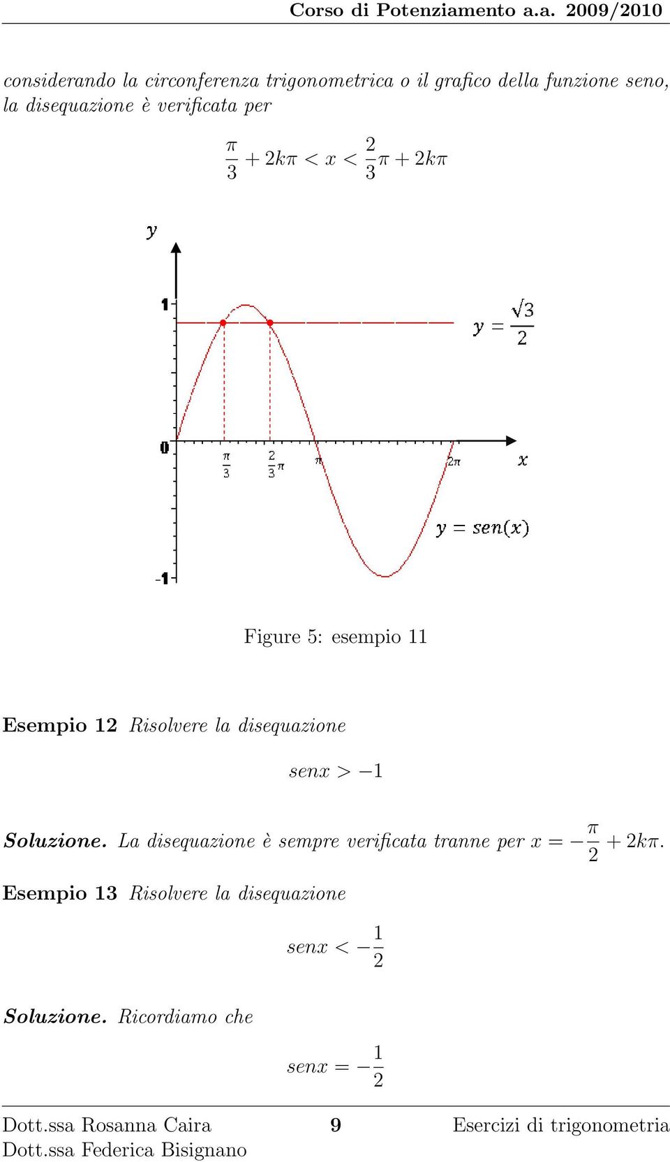 disequazione senx > 1 Soluzione. La disequazione è sempre verificata tranne per x = + k.