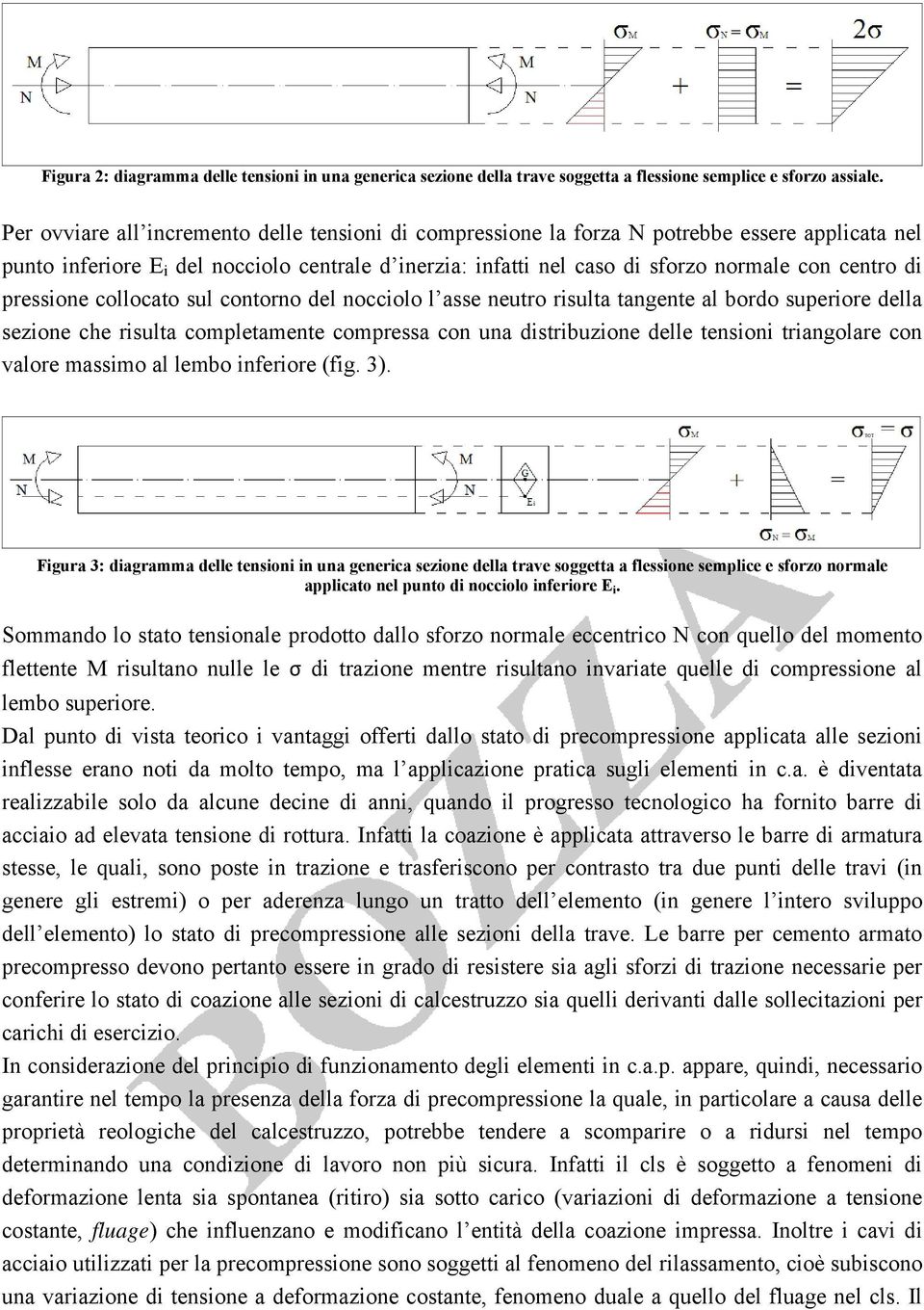 di pressione collocato sul contorno del nocciolo l asse neutro risulta tangente al bordo superiore della sezione che risulta completamente compressa con una distribuzione delle tensioni triangolare