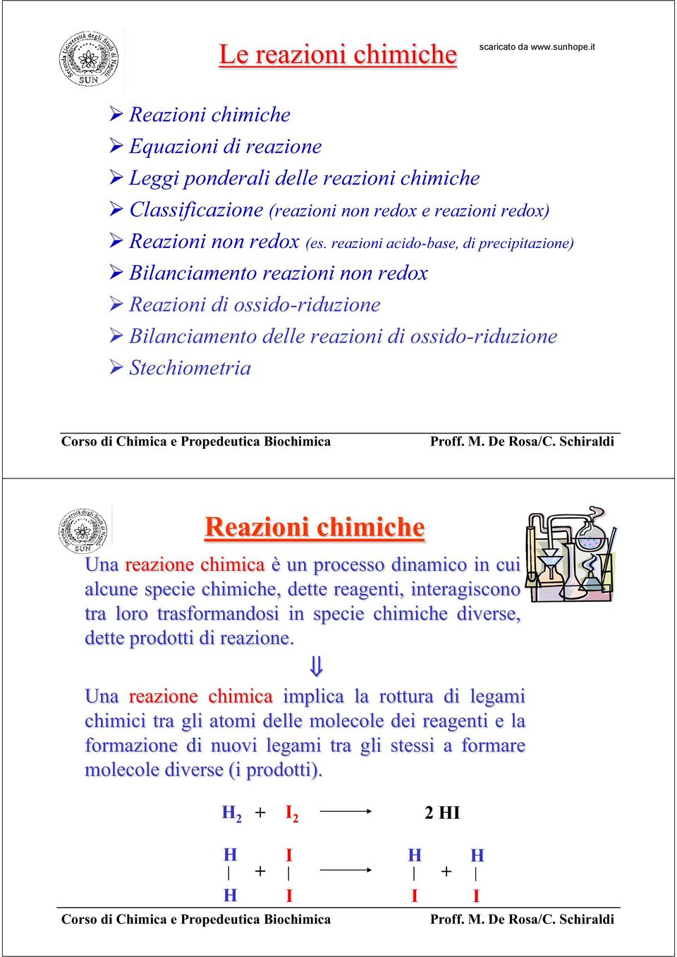 reazione chimica è un processo dinamico in cui alcune specie chimiche, dette reagenti, interagiscono tra loro trasformandosi in specie chimiche diverse, dette prodotti di reazione.