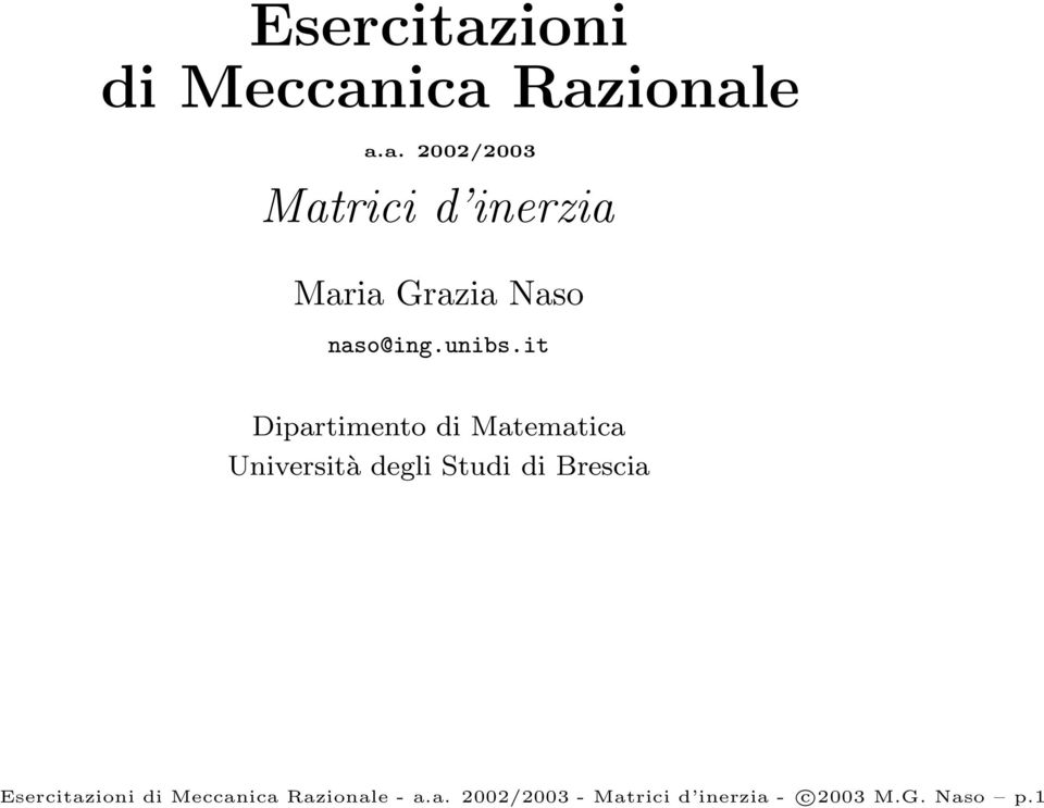 it Dipartimento di Matematica Università degli Studi di Brescia