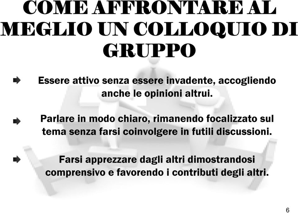 Parlare in modo chiaro, rimanendo focalizzato sul tema senza farsi coinvolgere