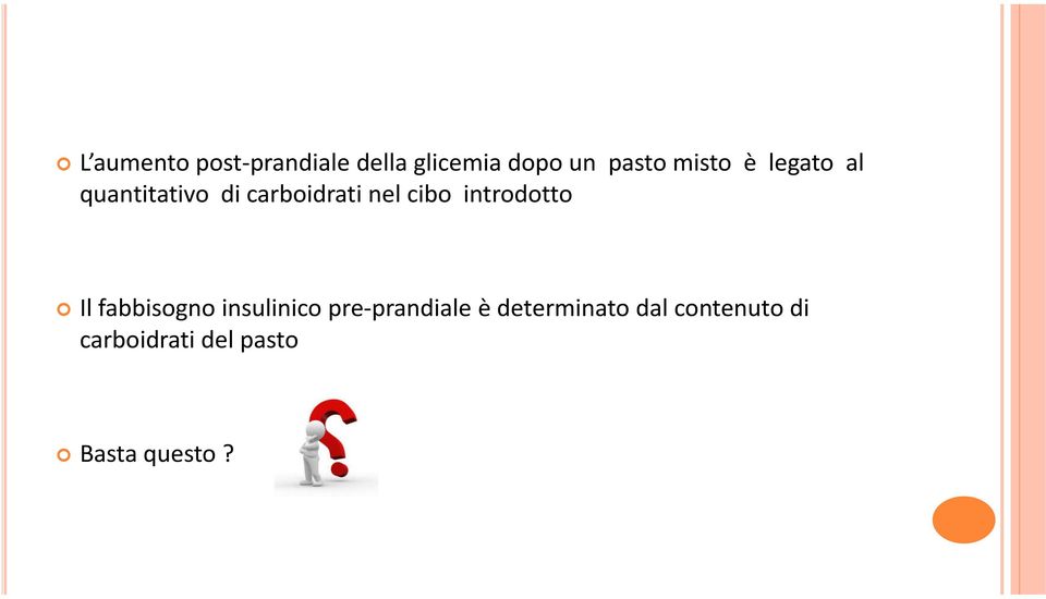 introdotto Il fabbisogno insulinico pre-prandiale è