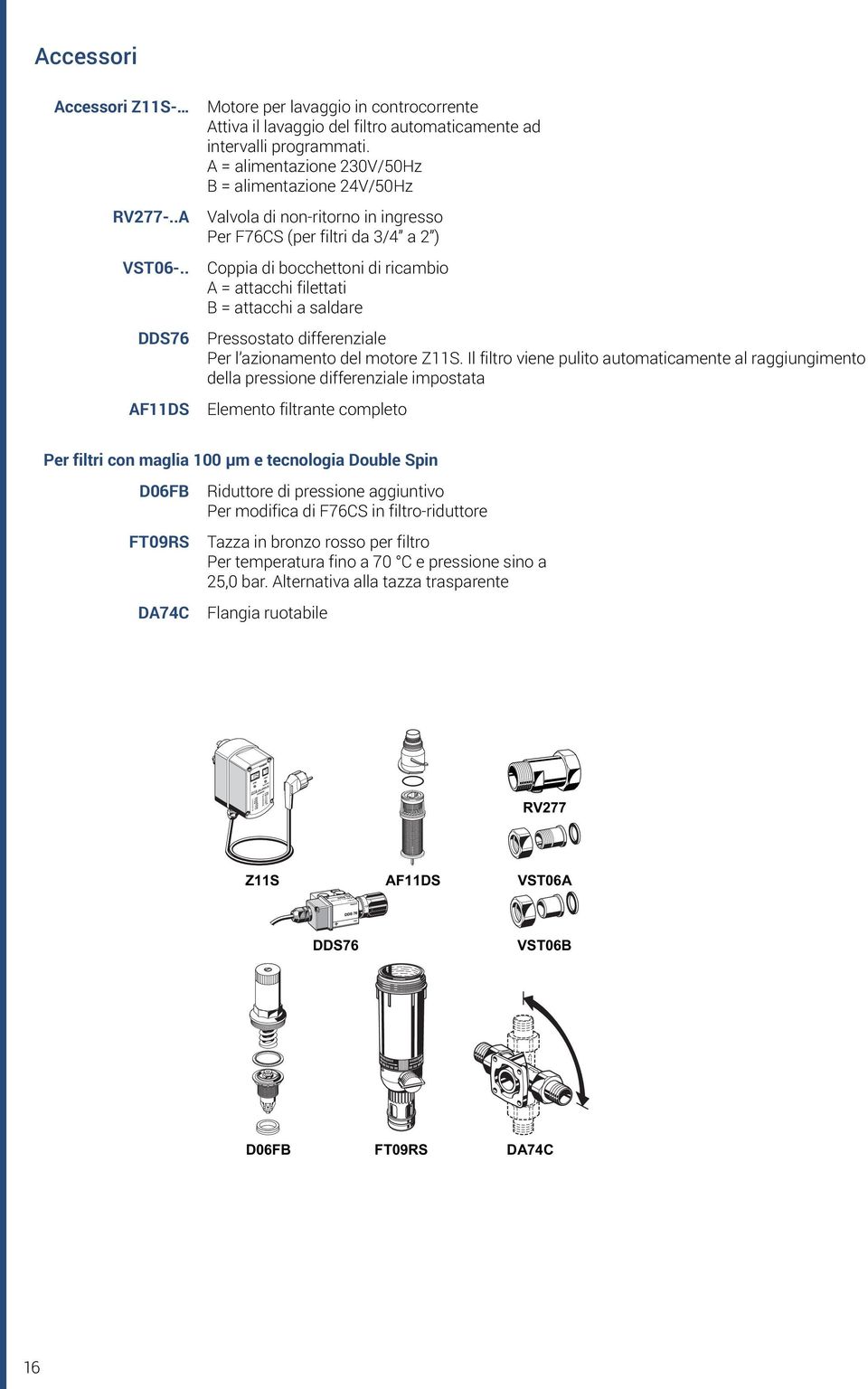 saldare Pressostato differenziale Per l azionamento del motore Z11S.