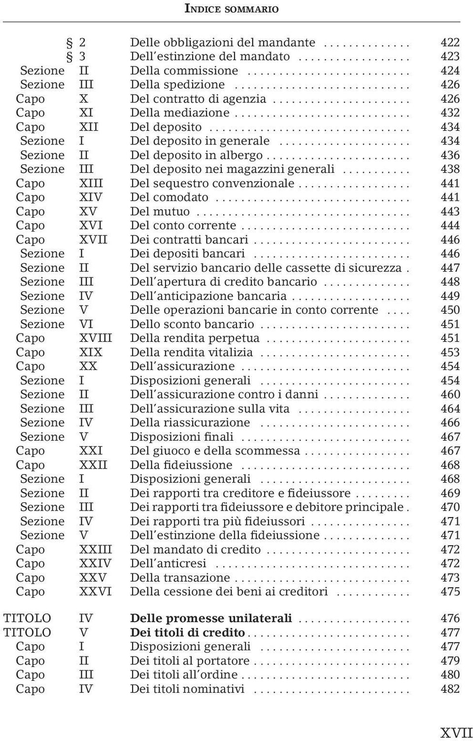 .. 438 Capo XIII Del sequestro convenzionale... 441 Capo XIV Del comodato... 441 Capo XV Del mutuo... 443 Capo XVI Del conto corrente... 444 Capo XVII Dei contratti bancari.