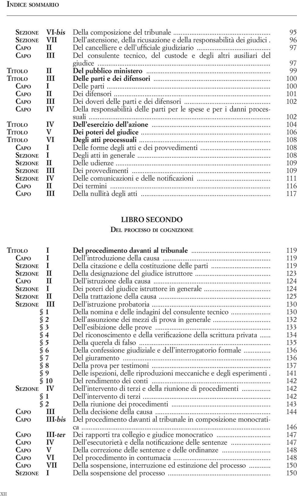 .. 100 CAPO II Dei difensori... 101 CAPO III Dei doveri delle parti e dei difensori... 102 CAPO IV Della responsabilità delle parti per le spese e per i danni processuali.