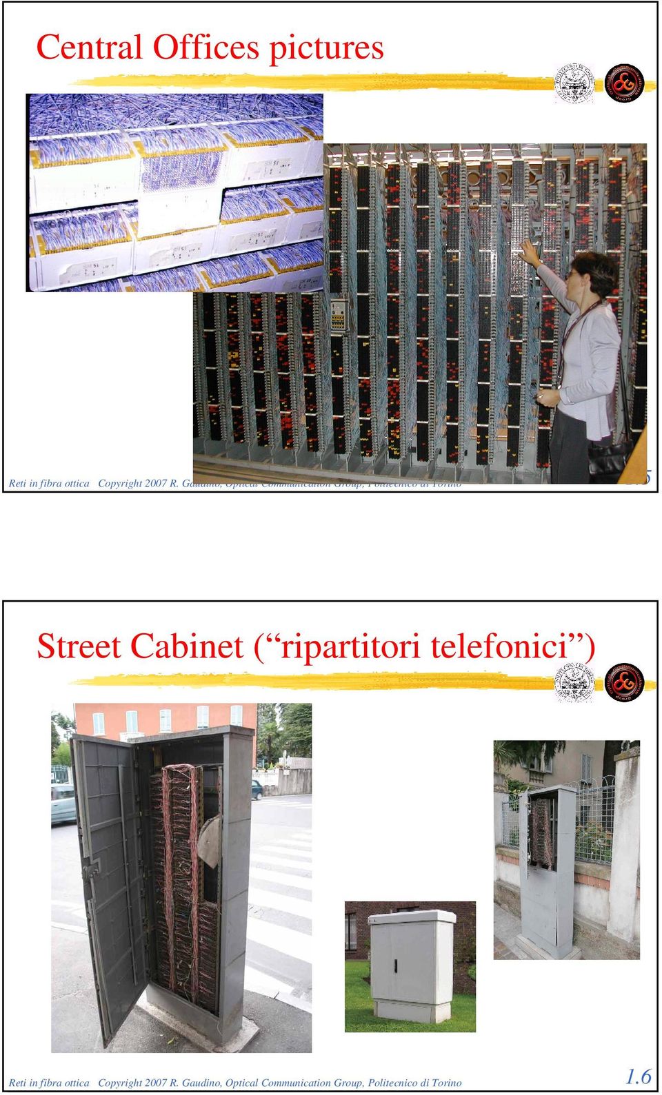 5 Street Cabinet ( ripartitori telefonici ) Reti in fibra ottica