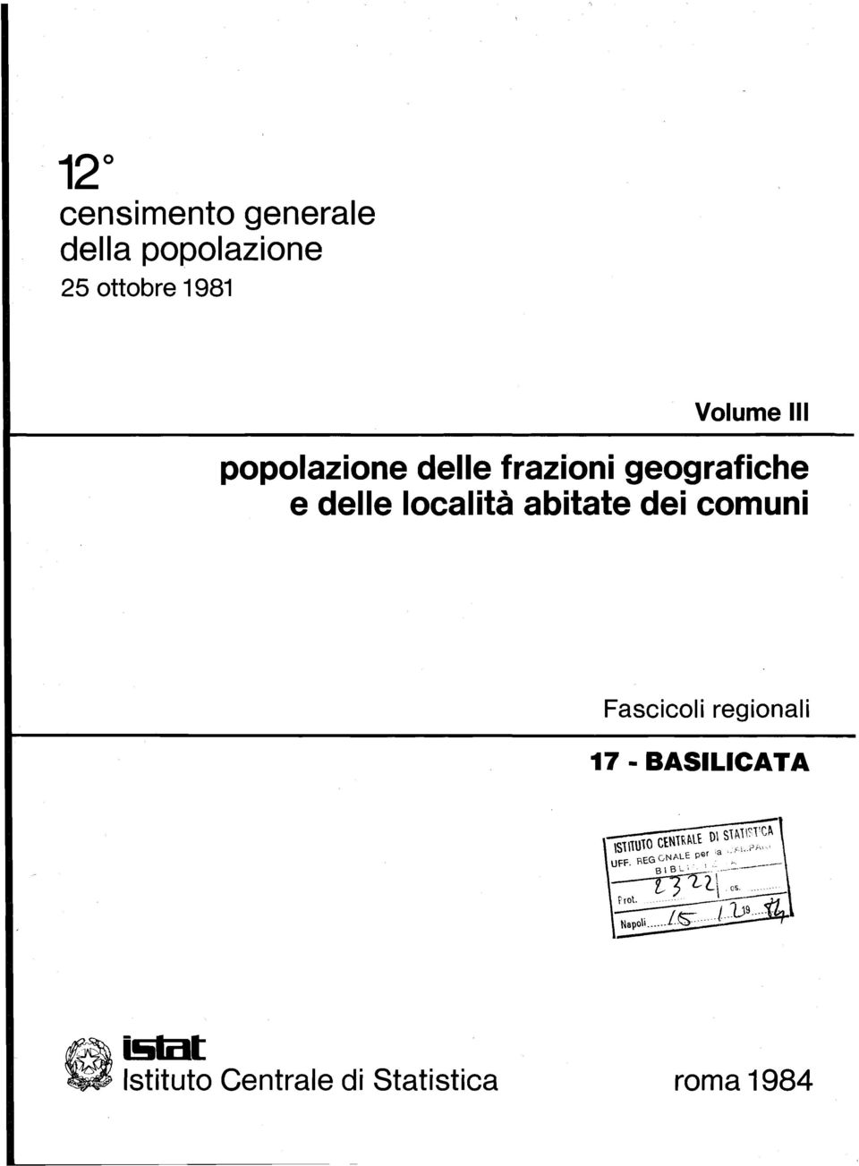 località abitate dei comuni Fascicoli regionali 17