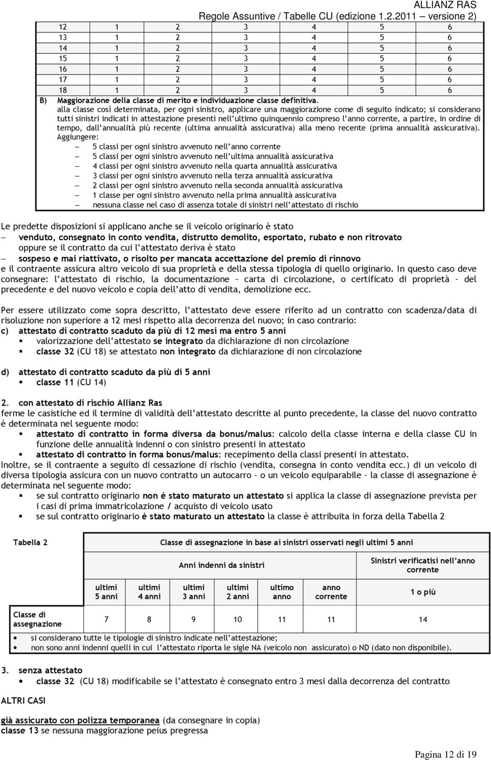 l, a partire, in ordine di tempo, dall annualità più recente (ultima annualità assicurativa) alla meno recente (prima annualità assicurativa).