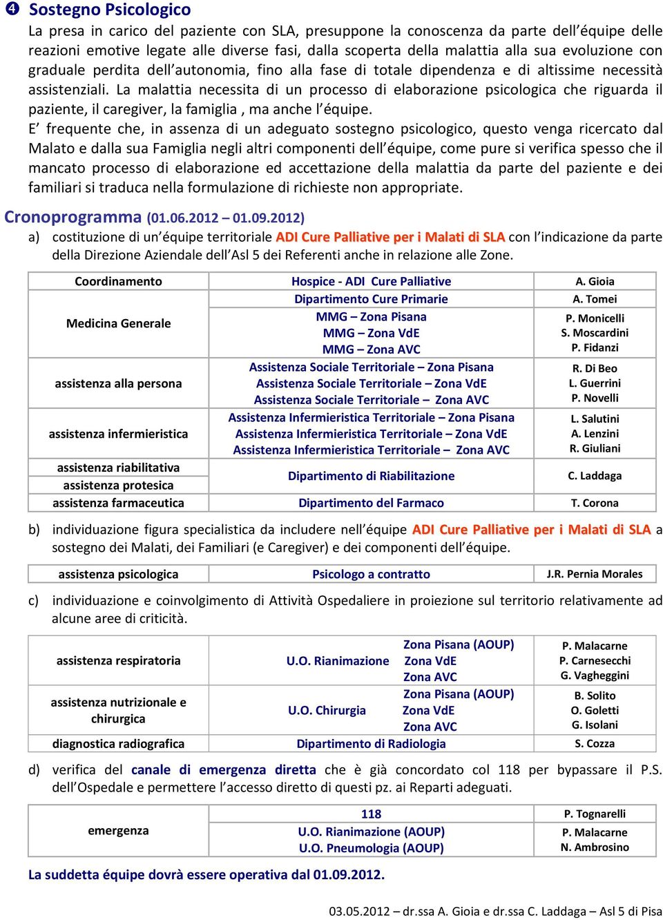 La malattia necessita di un processo di elaborazione psicologica che riguarda il paziente, il caregiver, la famiglia, ma anche l équipe.