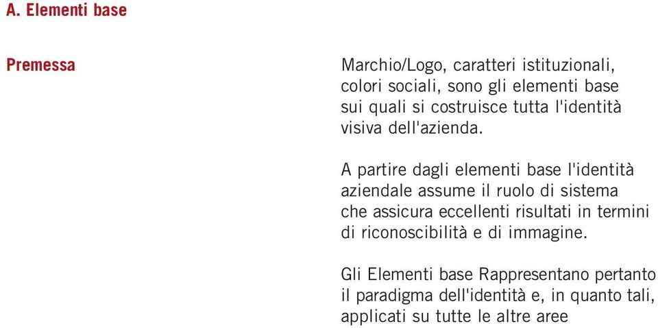 A partire dagli elementi base l'identità aziendale assume il ruolo di sistema che assicura eccellenti