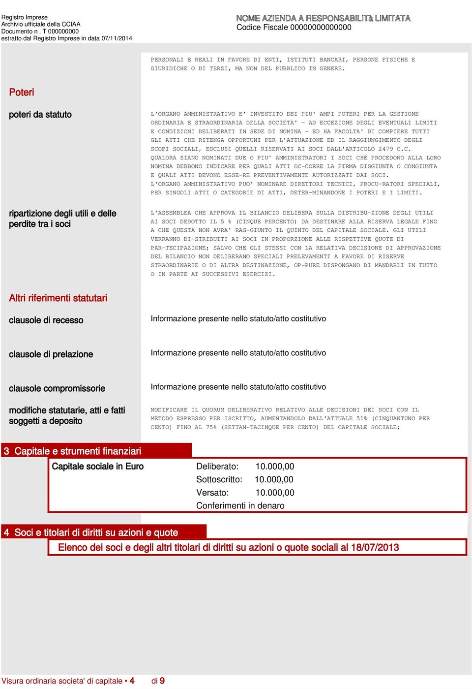 ECCEZIONE DEGLI EVENTUALI LIMITI E CONDIZIONI DELIBERATI IN SEDE DI NOMINA - ED HA FACOLTA' DI COMPIERE TUTTI GLI ATTI CHE RITENGA OPPORTUNI PER L'ATTUAZIONE ED IL RAGGIUNGIMENTO DEGLI SCOPI SOCIALI,