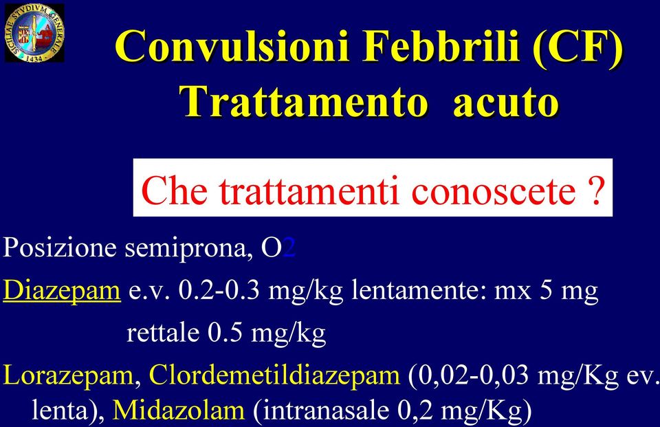 3 mg/kg lentamente: mx 5 mg rettale 0.