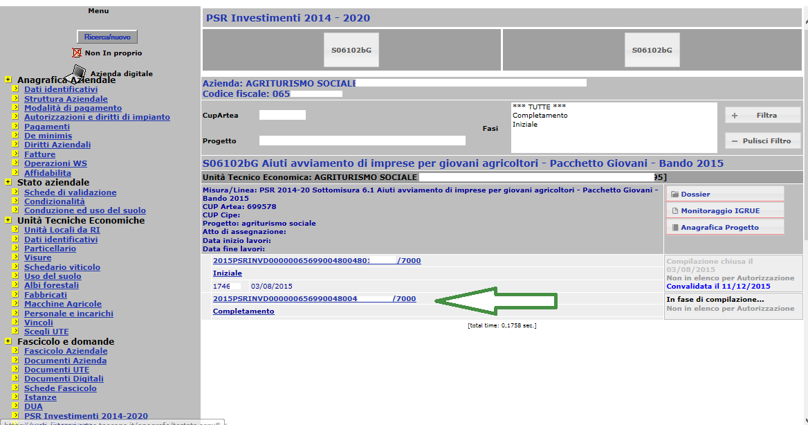 Procedura guidata - DOMANDA DI COMPLETAMENTO Cliccando su PSR Investimenti 2014-2020 si accede alla schermata di accesso per la