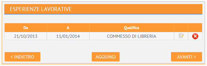 Il mio CV Per proseguire occorre poi compilare almeno uno tra i campi Qualifica svolta e Principali mansioni e responsabilità.