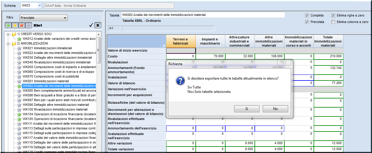9. Gestione Tabelle: esportazione in Excel All interno delle Tabelle è stata implementata l esportazione in Excel.