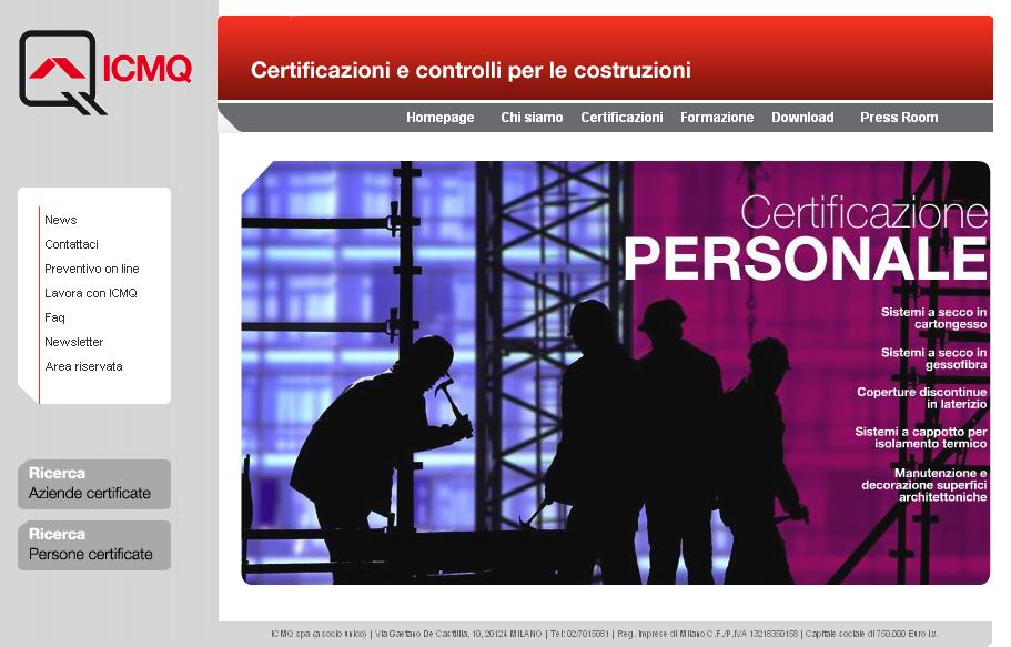 Registro delle Persone certificate E' compito di ICMQ redigere e tenere aggiornato